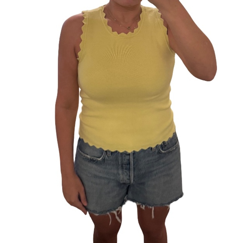 Design History Yellow Scallop Tank Top